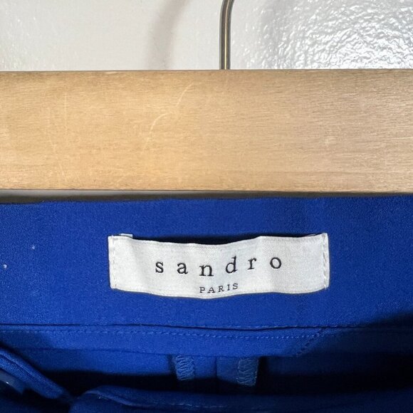Sandro Paris Ankle Zip Pants Size 40 US 8 Cobalt Blue Skinny Work Career Office - Picture 3 of 9